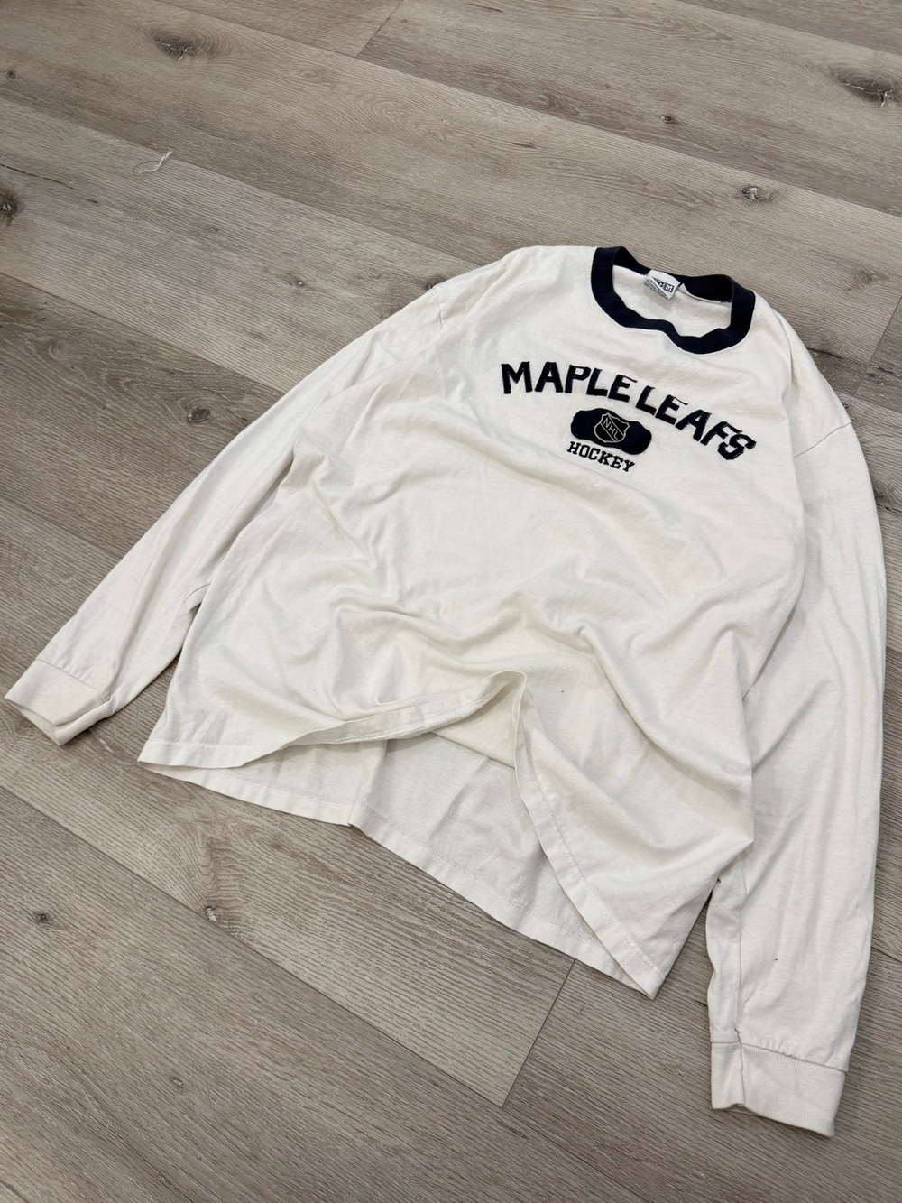 Vintage 90s CCM Toronto Maple Leafs NHL Long Sleeve Shirt XL Made USA